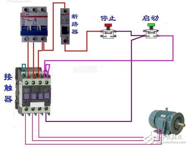 5线光电开关与接触器接线图